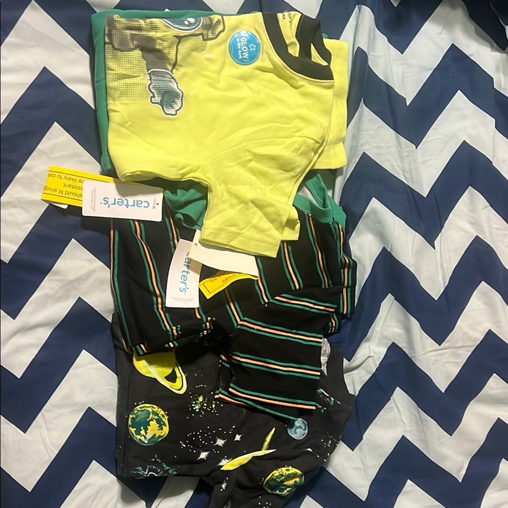 Carter's Yellow and Black Space Pajama Set, NWT